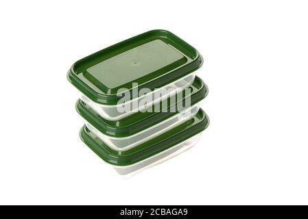 Three transparent plastic containers for waste sorting Stock Photo - Alamy