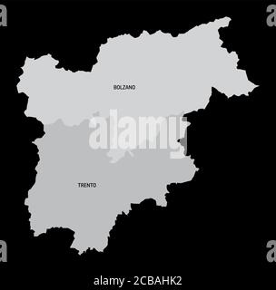 Trentino-Alto Adige region map Stock Vector