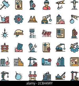 Demolition work icons set vector flat Stock Vector