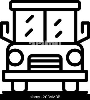 Inclusive education school bus icon, outline style Stock Vector