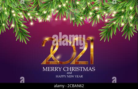 Holiday 2021 New Year and Merry Christmas Background. Vector Illustration Stock Vector