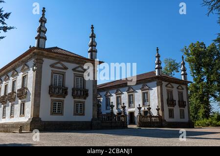 Vila Real / Portugal - 08 01 2020: View of the Solar de Mateus exterior building, iconic of the 18th century Portuguese baroque Stock Photo