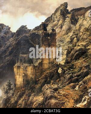 Lessing Knight Castle Lessing Karl Friedrich - Castle on a Hill - German School - 19th ...