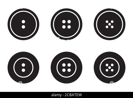 Clothes buttons for clothes icons set logotype. Vector isolated clothing buttons collection in outline and filled style logo Stock Vector