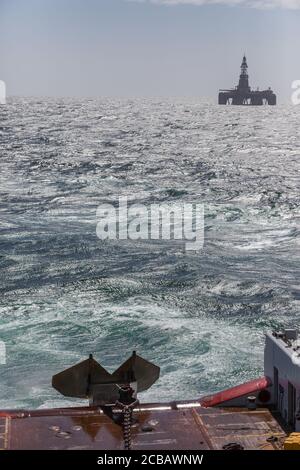 NORTH SEA UK SECTOR - 2015 MAY 12. Rig anchor on deck during anchor handling offshore at North Sea Scotland onboard Siem Amethyst may 2015 Stock Photo