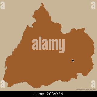 Shape of Cotopaxi, province of Ecuador, with its capital isolated on a solid color background. Composition of patterned textures. 3D rendering Stock Photo