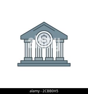 Bank building vector icon symbol isolated on white background Stock Vector