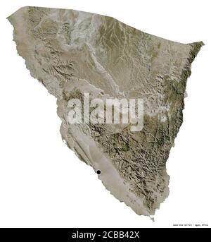 Shape of Janub Sina, governorate of Egypt, with its capital isolated on white background. Satellite imagery. 3D rendering Stock Photo