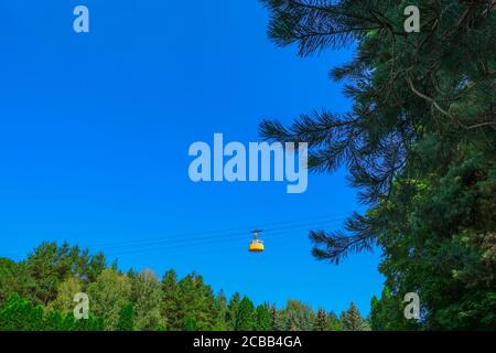 cabin of the cable car against the blue sky. funicular. Kislovodsk,Russia, 04.08.2020 Stock Photo