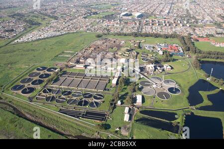 Cape Town, Western Cape / South Africa - 06/30/2020: Aerial photo of Athlone Sewerage Works Stock Photo