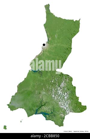 Shape of Litoral, province of Equatorial Guinea, with its capital isolated on white background. Satellite imagery. 3D rendering Stock Photo