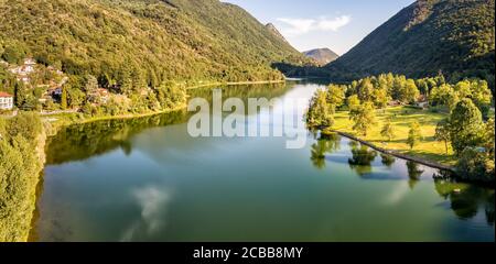 Aerial view of Lake Ghirla in the summer afternoon, province of Varese, Italy Stock Photo
