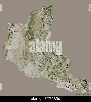 Shape of Anseba, region of Eritrea, with its capital isolated on a solid color background. Satellite imagery. 3D rendering Stock Photo