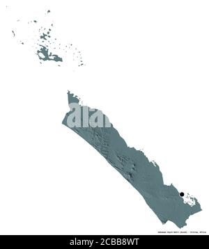 Shape of Debubawi Keyih Bahri, region of Eritrea, with its capital isolated on white background. Colored elevation map. 3D rendering Stock Photo