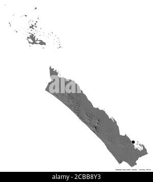 Shape of Debubawi Keyih Bahri, region of Eritrea, with its capital isolated on white background. Bilevel elevation map. 3D rendering Stock Photo