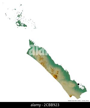 Shape of Debubawi Keyih Bahri, region of Eritrea, with its capital isolated on white background. Topographic relief map. 3D rendering Stock Photo