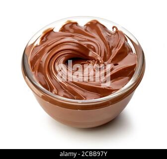 bowl of chocolate cream isolated on white background Stock Photo