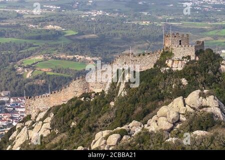 Castle of the Moors in Sintra, Portugal. Stock Photo