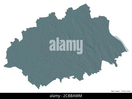 Shape of Jõgeva, county of Estonia, with its capital isolated on white background. Colored elevation map. 3D rendering Stock Photo