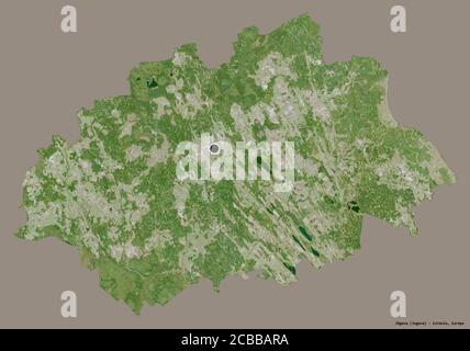 Shape of Jõgeva, county of Estonia, with its capital isolated on a solid color background. Satellite imagery. 3D rendering Stock Photo