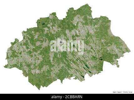 Shape of Jõgeva, county of Estonia, with its capital isolated on white background. Satellite imagery. 3D rendering Stock Photo