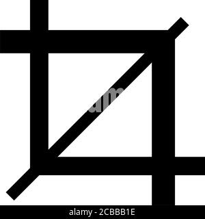 Crop Tool Frame, Cropping Instrument. Flat Vector Icon illustration. Simple black symbol on white background. Crop Tool Frame, Cropping Instrument sig Stock Vector