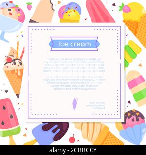 Ice cream - vector flat design style banner Stock Vector