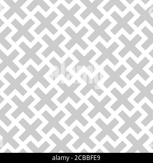 Abstract seamless pattern background. Mosaic of grey geometric crosses with white outline. Vector illustration. Stock Vector