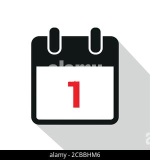 simple calendar icon 1 on white background vector illustration EPS10 Stock Vector