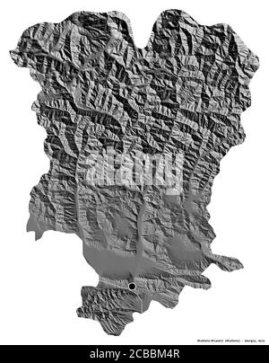 Mtskheta-Mtianeti, region of Georgia. Bilevel elevation map with lakes ...