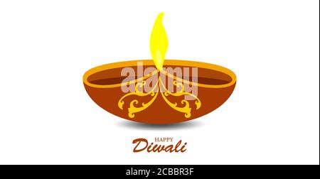 Happy Diwali festival. Diwali holiday Background with rangoli, Diwali celebration greeting card. Vector illustration of realistic illuminated oil lamp Stock Vector
