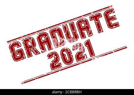 Stamp GRADUATE 2020 with scuff on a white background. The grunge style. Vector illustration Stock Vector