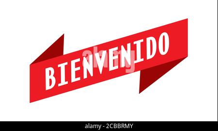 Premium Vector  Vector template for a welcome champ language spanish  welcome on the red ribbon