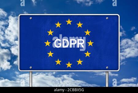 GDPR - General Data Protection Regulation - road sign Stock Photo