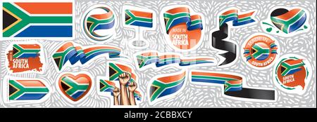 south africa flag, vector illustration on a white background Stock Vector