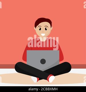 Man working in home Stock Vector