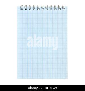Blank sheet of notebook in a cage on an isolated white background Stock Photo