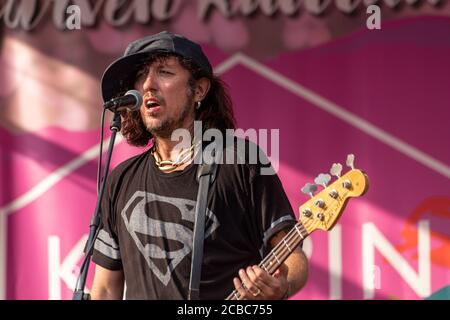 Sami Yaffa on stage at Krapin Paja open-air concert in Tuusula, Finland Stock Photo