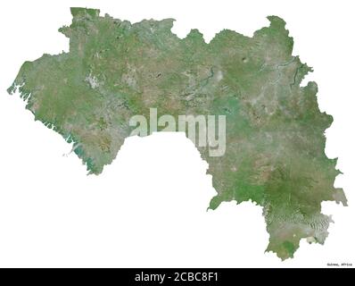 Shape of Guinea with its capital isolated on a solid color background ...