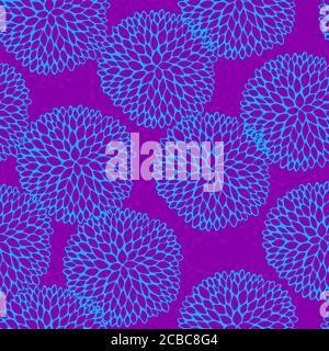 Vector seamless vector pattern with doodling round flowers. Stock Vector