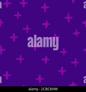 Vector doodle pattern with crosses, made of brush stroke. Black and white seamless background. Stock Vector
