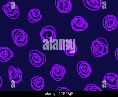 Vector seamless pattern with chaotic circle brush strokes. Stock Vector