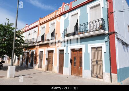 Colored houses in Valencia, Spain. Stock Photo