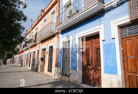 Colored houses in Valencia, Spain. Stock Photo