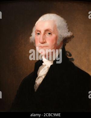 George Washington by Gilbert Stuart, oil on wood,1821 Stock Photo