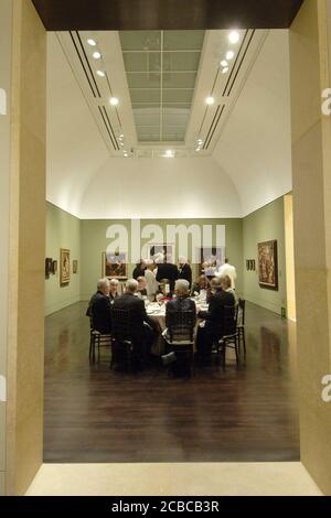 Austin, Texas USA,  April  2006: Grand Opening festivities at the Blanton Museum of Art at the University of Texas. The Blanton took over a decade in planning and construction and opened to massive crowds in Austin. This formal seated dinner for donors in one of the galleries is part of the celebration. ©Bob Daemmrich Stock Photo