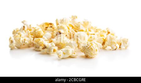 Sweet tasty popcorn isolated on white background. Stock Photo