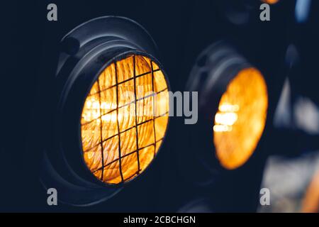 Close up Spot Light for film , Tv show , cinema , concert in studio and outdoor background and texture Stock Photo