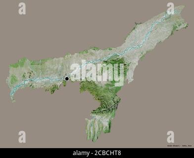 Shape Of Assam, State Of India, With Its Capital Isolated On White ...