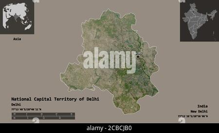 Map of New Delhi, India, satellite view map in 3d . Black and white ...
